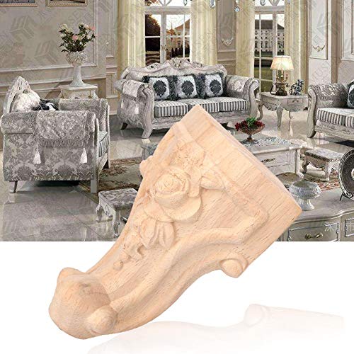 Wifehelper 4 Unids Gabinete Patas Talladas Mesa Pie Pie Muebles Pata Sofá Pies Estilo Europeo Talla de Madera Apliques de Esquina Muebles para El Hogar Decoración (10 * 5cm)