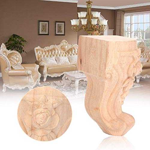 Wifehelper 4 Unids Gabinete Patas Talladas Mesa Pie Pie Muebles Pata Sofá Pies Estilo Europeo Talla de Madera Apliques de Esquina Muebles para El Hogar Decoración (10 * 5cm)