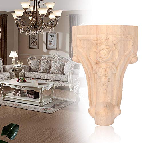 Wifehelper 4 Unids Gabinete Patas Talladas Mesa Pie Pie Muebles Pata Sofá Pies Estilo Europeo Talla de Madera Apliques de Esquina Muebles para El Hogar Decoración (10 * 5cm)