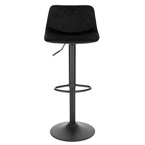 WOLTU 4X Taburetes Bar con Respaldo Taburete Giratorio con Respaldo Altura Ajustable de 59,5-81cm Juego de 4 Taburete Altos Cocina Comedor Silla Bar Terciopelo Negro BH315sz-4