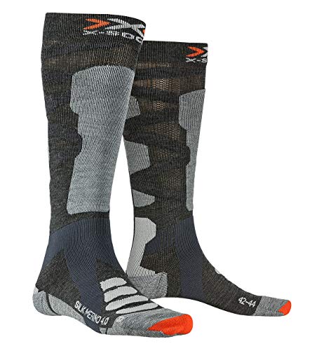 X-Socks Ski Silk 4.0 Invierno Merino Calcetines De Esquí, Hombre, Anthracite Melange/Grey Melange, 42/44