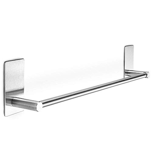 XIAJIA-Adhesivo Fuerte Toalleros de Barra 40cm,Acero inoxidable 304, 3MAdhesivo,impermeable completo (plata)