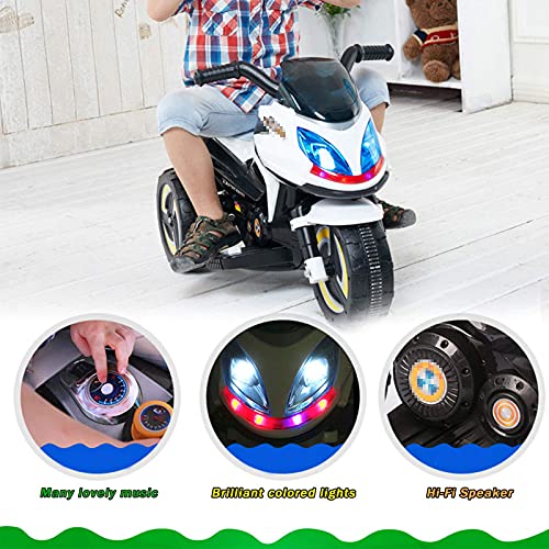 XLAHD Motocicleta eléctrica para niños Moto eléctrica de 3 Ruedas para niños Paseo en Motocicleta con Faros Música Triciclo de Bicicleta de Juego con batería, Amarillo