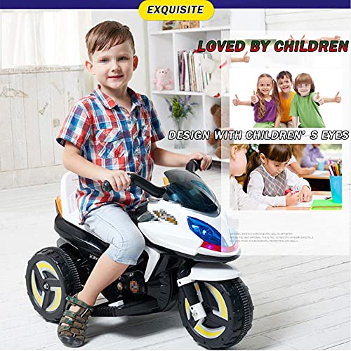 XLAHD Motocicleta eléctrica para niños Moto eléctrica de 3 Ruedas para niños Paseo en Motocicleta con Faros Música Triciclo de Bicicleta de Juego con batería, Amarillo