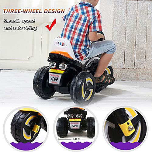 XLAHD Motocicleta eléctrica para niños Moto eléctrica de 3 Ruedas para niños Paseo en Motocicleta con Faros Música Triciclo de Bicicleta de Juego con batería, Amarillo