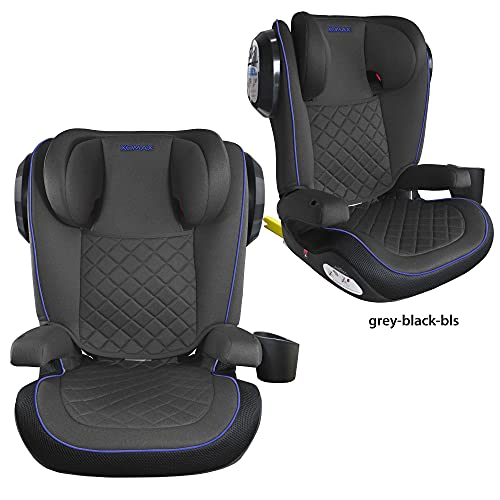 XOMAX A23 + silla de coche para niños con ISOFIX + Grupo II/III (15-36 kg) + aprox. 3,5-12 años + ECE R44/04 tested + reposacabezas ajustable + soporte de botella