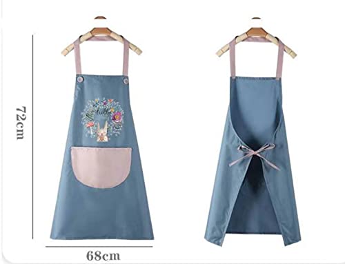 XUSHUDEelantal de cocina impermeable, lindo delantal con estampado de conejo con bolsillos, utilizado para cocinar barbacoa en restaurantes de jardinería,