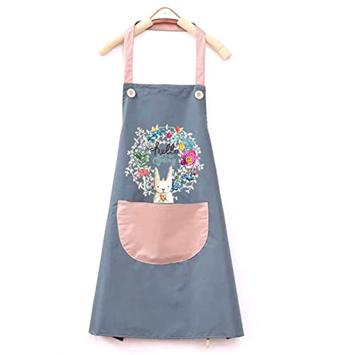 XUSHUDEelantal de cocina impermeable, lindo delantal con estampado de conejo con bolsillos, utilizado para cocinar barbacoa en restaurantes de jardinería,