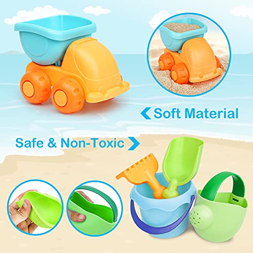 YIMORE Conjunto de Juguetes Arena para la Playa en Bolsa de Malla, moldes de Arena para niños, Colores Surtidos (13pcs)