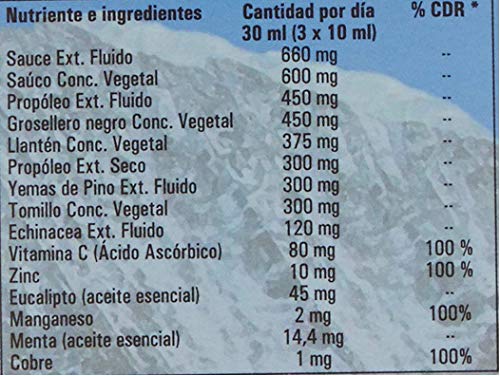 YNSADIET Jarabe de Pino Echinácea, Propóleo, Vitamina C, Cobre y Zinc - 125 mililitros