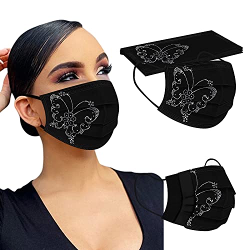 YpingLonk 10pc Unisex Adulto Protector Bufanda -Moda desechable Universal Mariposa Impreso elástico Earloop pañuelo Bandanas para Mujeres hombres-21113-62