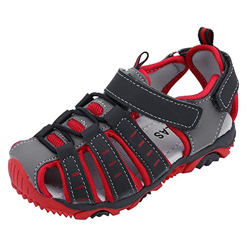 YWLINK Sandalias Deportivas NiñOs Zapatos para NiñOs Punta Cerrada Verano Playa Sandalias Zapatos,Zapatillas Antideslizante Fondo Blando Casuales(Rojo,25EU)