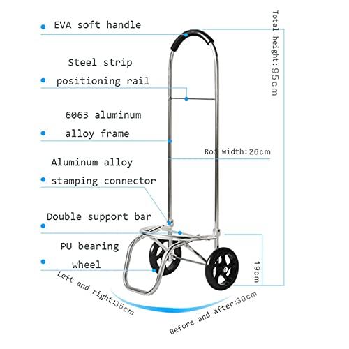 Z-SEAT Carrito de la Compra Carrito de la Compra Plegable Carrito de la Compra de Servicio Pesado Tienda de comestibles con 4 Ruedas Carrito de Equipaje de Aluminio para comestibles Carri