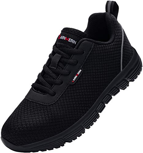 Zapatillas de Seguridad Mujer L8038 S1 SRC Zapatos de Trabajo con Punta de Acero Ultra Liviano Suave y cómodo Transpirable Antideslizante(38 EU,Negro Oscuro)