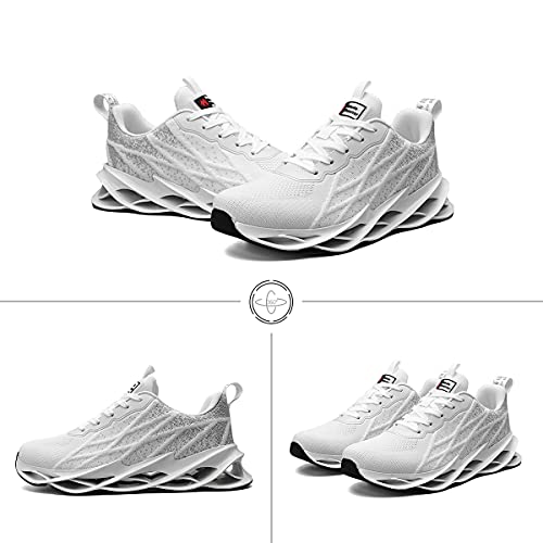 Zapatillas Running Hombre Deportivas Mujer Sneakers Casual para Correr Gimnasio Tenis Fitness Comodos Deportivos Calzado Ligero Transpirable Bambas Negro Blanco G33White41