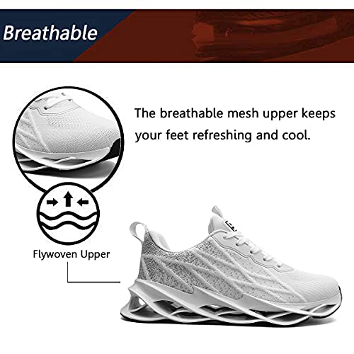 Zapatillas Running Hombre Deportivas Mujer Sneakers Casual para Correr Gimnasio Tenis Fitness Comodos Deportivos Calzado Ligero Transpirable Bambas Negro Blanco G33White41