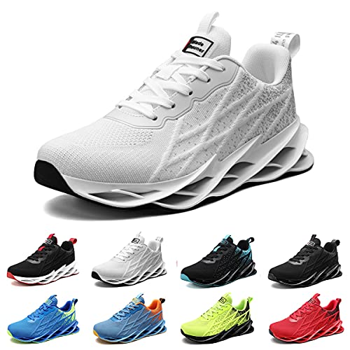 Zapatillas Running Hombre Deportivas Mujer Sneakers Casual para Correr Gimnasio Tenis Fitness Comodos Deportivos Calzado Ligero Transpirable Bambas Negro Blanco G33White41