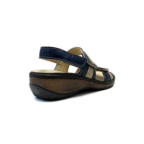 ZAPATISIMOS Sandalia Ancho Especial para Mujer, Antideslizante de Vestir cómodas para Mujer, Punta Abierta,Plantilla Extraible, Ajustable Velcro, Primavera Verano