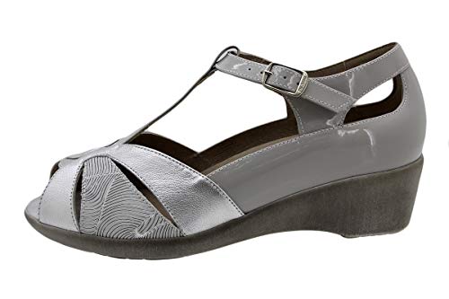 Zapato Cómodo Mujer Sandalia Plantilla Extraíble Metal Plata 190410 PieSanto