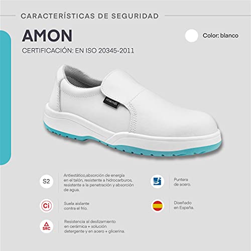 Zapato de Seguridad para Hombre y Mujer/Zapato de Trabajo Comodos con Puntera Reforzada de Acero Calzado Laboral Antideslizantes antifatiga Ligero y Muy Comodos (Blanco, Numeric_46)