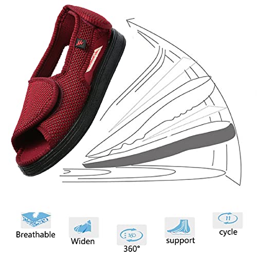 Zapatos De Edema para Pies Hinchados，Cojín para Caminar Fitness Ocio enfermería Zapatos Ligeros ortopédicos Artritis Diabetes Dolor de talón，Red▁45