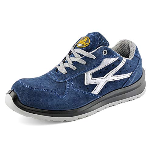 Zapatos de Seguridad para Hombres con Puntera de Fibra de Vidrio - SAFETOE 7328 Zapatillas Ultra-Ligeras Azul (Talla 41, Azul)