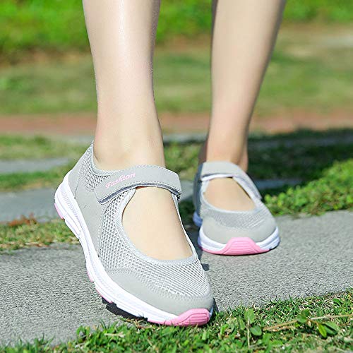 Zapatos Malla de Mujer de Velcro Deportivo de Calzado Casual Ligero Aire Libre y Deporte Transpirables Casual Zapatos Gimnasio Correr Sneakers Zapatillas de Deportivo Ligero y Comodo riou