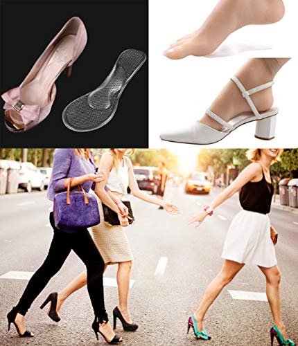 Zehui De Mujer Fino Gel 3/4 Plantillas Con Puente & Metatarsal Support Fiesta Pies - Transparente, Talla Única