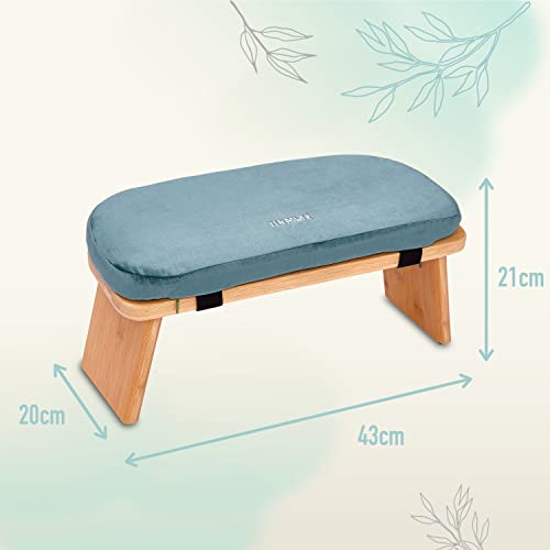 Zen Power Banco de Yoga – Taburete de Yoga Plegable de Madera – Banco de Meditación Ergonómico – Taburete de Oración – Accesorios de Yoga Cómodos y Suavemente Acolchados