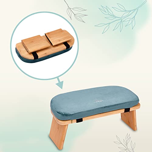 Zen Power Banco de Yoga – Taburete de Yoga Plegable de Madera – Banco de Meditación Ergonómico – Taburete de Oración – Accesorios de Yoga Cómodos y Suavemente Acolchados