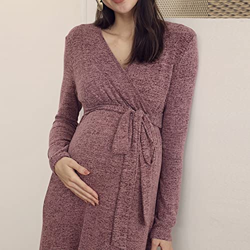 Zexxxy Cómodo Pijama de enfermería de Maternidad para Mujer Vestido Elegante Vestido de Maternidad de enfermería de Manga Larga ZE85A21-2_2XL