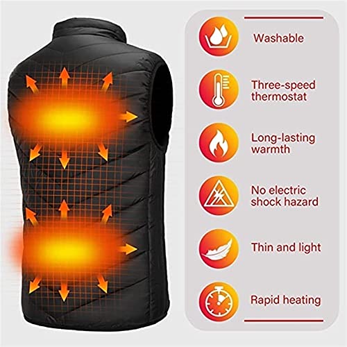 ZHZHUANG Chaleco Climatizado Chaleco Climatizado Eléctrico para Hombres, Chaqueta Calentada Usb Lavable con 3 Nide Calefacción 11 Zonas de Calefacción para Invierno/Black/3Xl