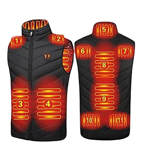 ZHZHUANG Chaleco Climatizado Chaleco Climatizado Eléctrico para Hombres, Chaqueta Calentada Usb Lavable con 3 Nide Calefacción 11 Zonas de Calefacción para Invierno/Black/3Xl