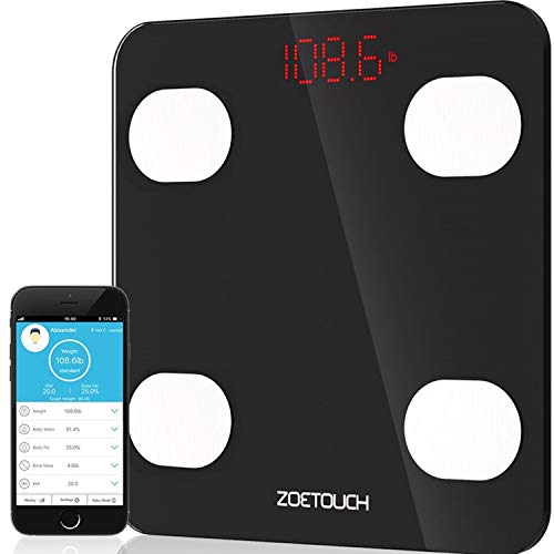 ZOETOUCH Báscula de Baño, Escala Inteligente Balanza Digital Báscula IMC Inalámbrica Analizador de Composición Corporal Monitor de Estado Físico con App para Android e iOS 11-396lb/5-180kg